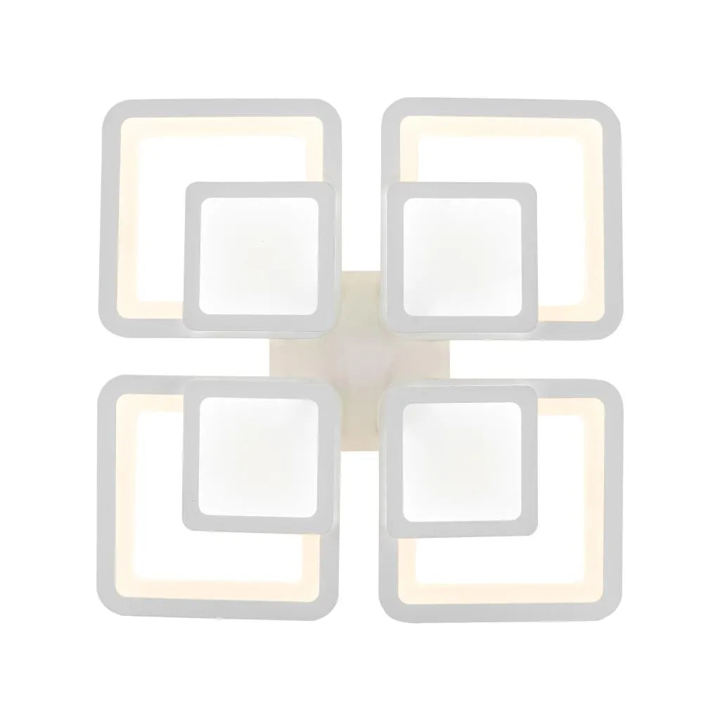 LED полилей със сусамово дистанционно управление, 77W, 4 квадрата, студена/гореща/неутрална светлина, нестабилна, бяла