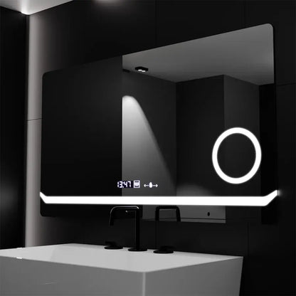 Правоъгълно светодиодно огледало, 80x60см, дефиниция Motionglow Marcello, система за инвалидиране, часовник и термометър, козметично увеличение