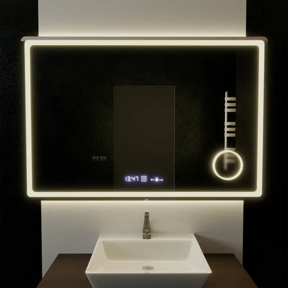 Огледален светодиоден правоъгълен 120x80cm Souverain Motionglow Marcello Dismantic Clock System & Dimable Cosmetic Terometer