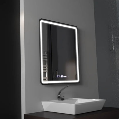 Огледало LED Touch Touch Favola System Размразяване на Neagra Clock и температура 75x90 cm Marcello Funghi Collection