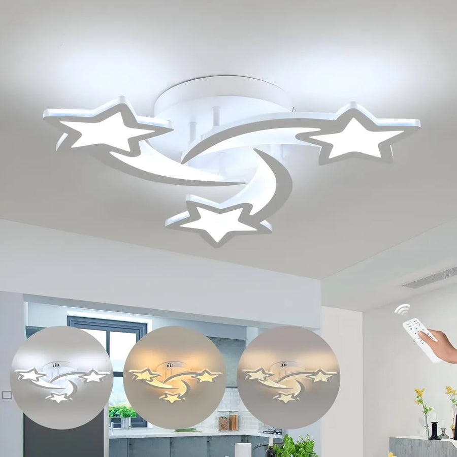 LED полилей с дистанционно управление на iPomoea, 48W, 3 звезди, студена/гореща/неутрална светлина, нестабилна, бяла