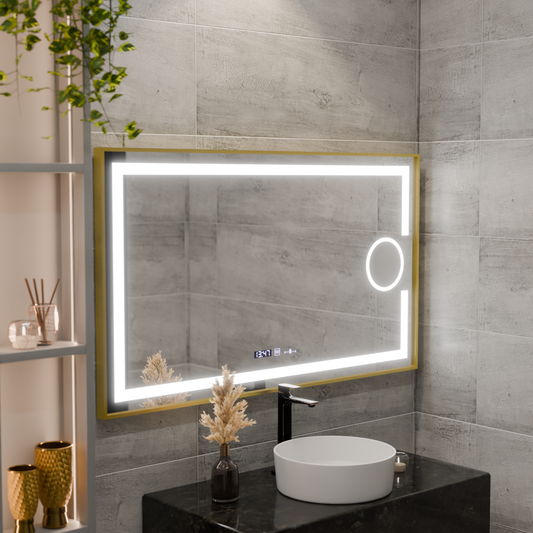 Правоъгълно светодиодно огледало, 50x70см, eclat motionglow marcello, система за размразяване, часовник и термометър, козметичен луп