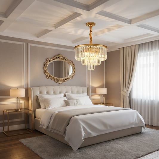 Кристален полилей CHAMBORD Petito 3xE14, диаметър 28 см, матово злато