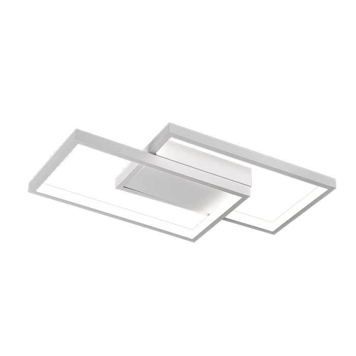 LED полилей с Landyn 62W дистанционно управление, 2 квадрата, студ/гореща/неутрална светлина, бяло, бяло