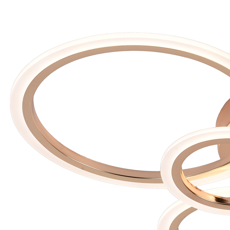 LED полилей с Betty 44W дистанционно управление, 4 кръга, студена/гореща/неутрална светлина, мазна, лъскаво злато