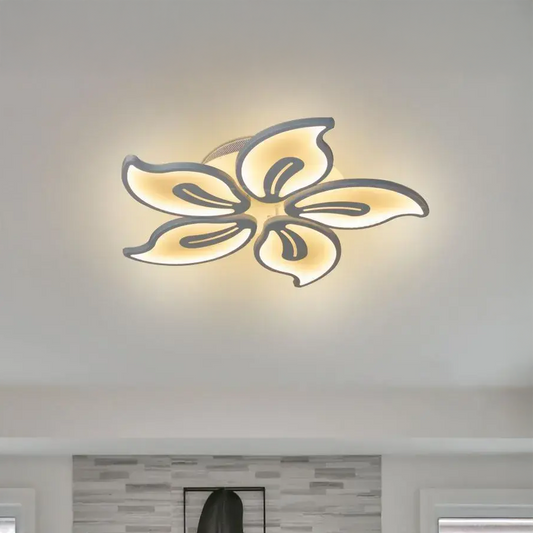 LED полилей с дистанционно управление на Жасмин 73W, 5 венчелистчета, студ/гореща/неутрална светлина, нестабилен, бял