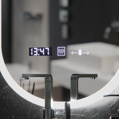 Овално светодиодно огледало, 50x80см, сензор Lucia Marcello, система за размразяване, часовник и термометър, подразбиращ се