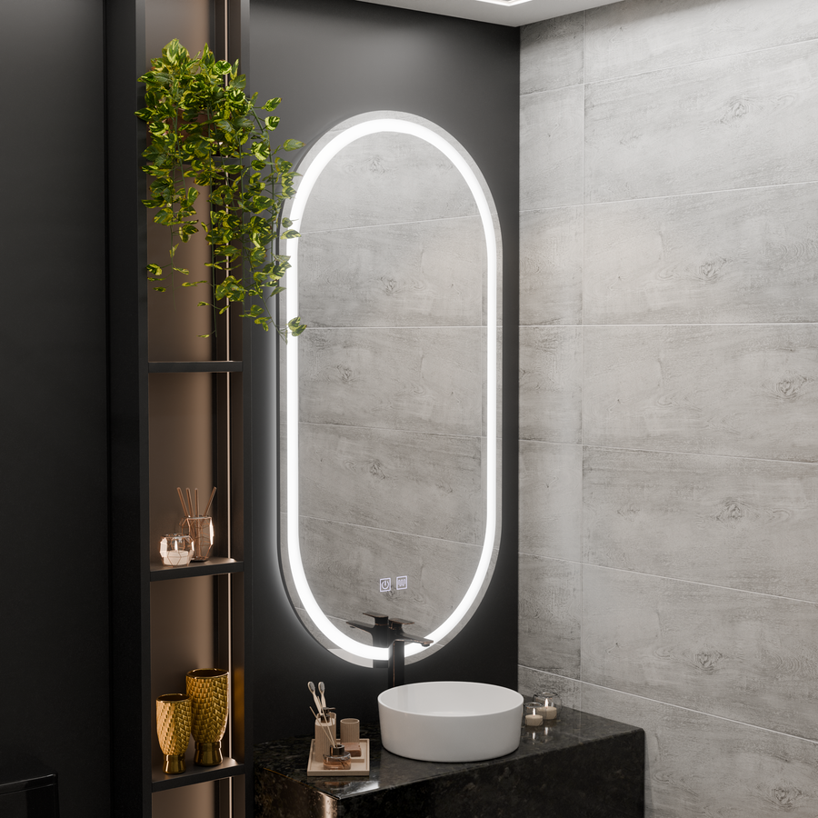 Овално LED огледало, 50x100cm, Velara Touch, система за разрушаване, подразбиращ се