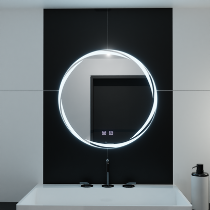 60 см кръгло LED огледало, Spirallus touch, система за деактивиране, маргаритка
