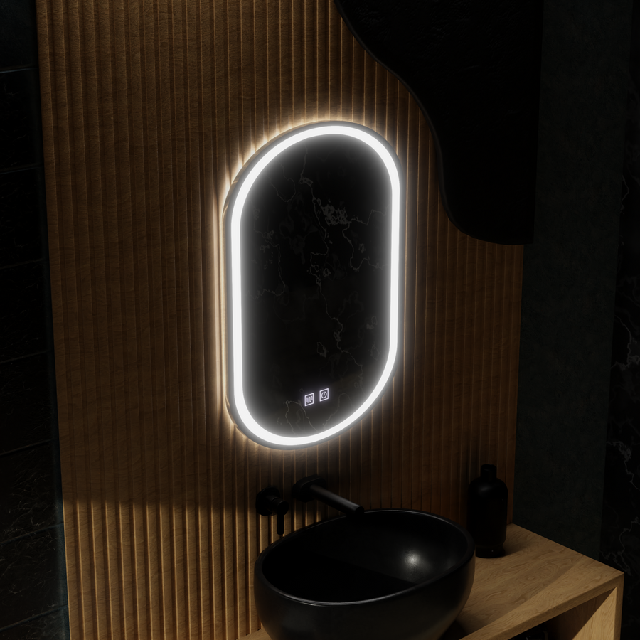 Овално LED огледало, 50x100cm, Velara Touch, система за разрушаване, подразбиращ се