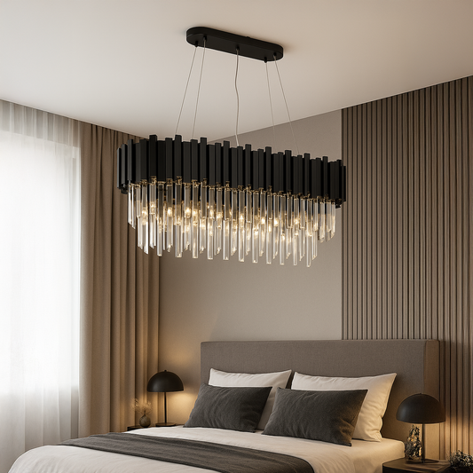 Кристален полилей Blois Eleganza 8xe27, диаметър 49 см, черен, регулируема височина