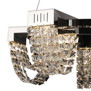 LED кристален полилей 30W, CC370/500CH, диаметър 49 см, блестящ хром, топла неутрална студена светлина 3000K/4000K/6000K регулируема височина, метал и кристал