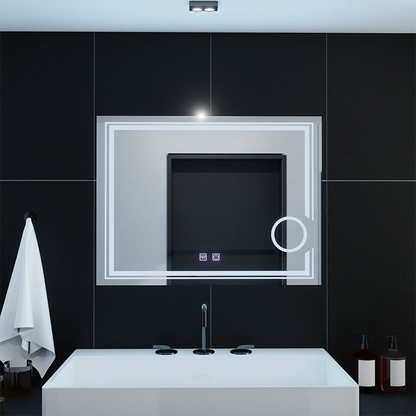 Правоъгълно LED огледало, 80x60 см, студена светлина, CANTO Touch, система против запотяване, димиране