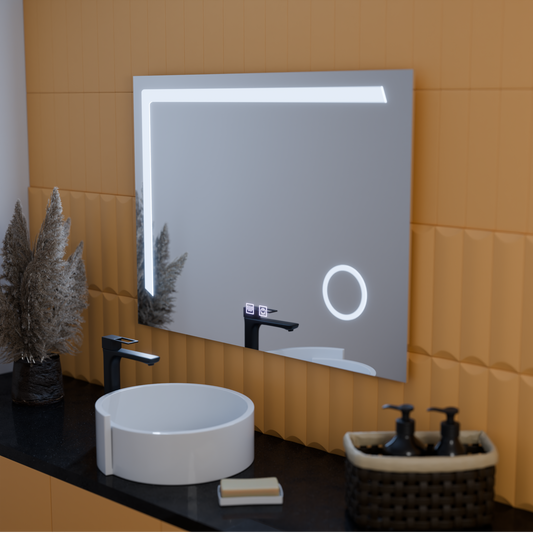 Система за разточване на огледало LED Touch Manfred, часовник и температура 60x80 cm козметично увеличение