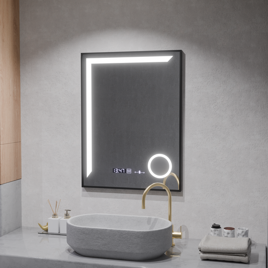LED огледално сензор Motionglow Francesca 80x60 cm студена светлина/студ/неутра Намираща система Debrosting Clock Marcello Funghhi Collection