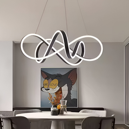 LED полилей с инфинитен ореол, 138W дистанционно управление, студена/гореща/неутрална светлина, нестабилна, черна, регулируема височина