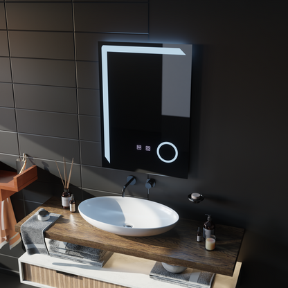 Система за разточване на огледало LED Touch Manfred, часовник и температура 60x80 cm козметично увеличение