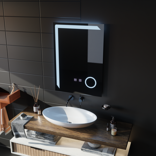 Система за разточване на огледало LED Touch Manfred, часовник и температура 60x80 cm козметично увеличение
