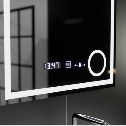 Огледален светодиоден правоъгълен 60x60cm Souverain Motionglow Marcello Dlectle Clock Размразяване на по гмуркане