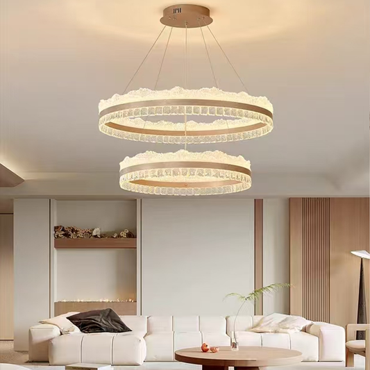 LED полилей, окачен с дистанционно управление на Nivalis, 126W, студена/гореща/неутрална светлина, нестабилна, регулируема височина, злато