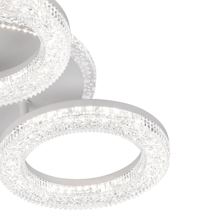 LED LED Singrid с дистанционно управление, 50W, 3000K/4000K/6000K, маргаритка, бял, кристали, 3 кръга