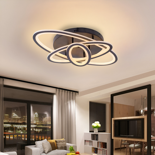 LED полилей с нежно дистанционно управление 75W, 3 елипса, студена/гореща/неутрална светлина, нестабилна, черна
