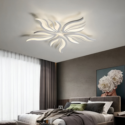 LED полилей с дистанционно управление на Sakura, 60W, 5 венчелистчета, студ/гореща/неутрална светлина, нестабилен, бял