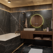 LED Touch Touch Alfred Mirror Defrition System, часовник и температура 60x60 cm с интегрирана поддръжка