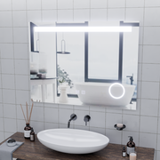 Правоъгълно LED огледало, 80x60cm, Piano Touch, система против запотяване, димиране, студена светлина 6000K