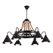 Винтидж полилей с въже с педро, 4 x e27 затворено дърво