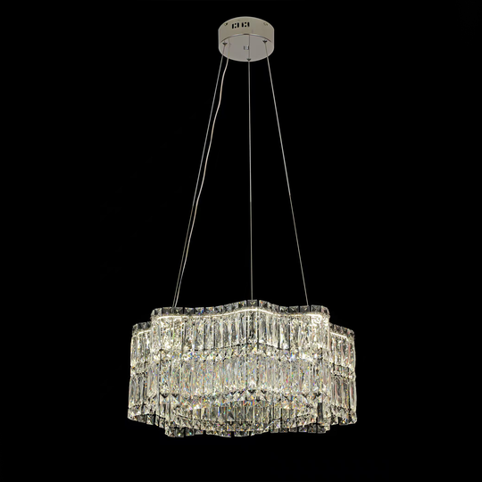 LED кристален полилей с дистанционно управление WAVE Regalis, 52 W, топла/студена/неутрална светлина с регулируема височина, димируема светлина, метални и кристални LED полилеи с дистанционно управление Заглавие по подразбиране Alessandro Design