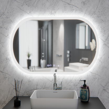 Овално светодиодно огледало, 80x50см, сензор за motionglow marcello, система за деактивиране, часовник
