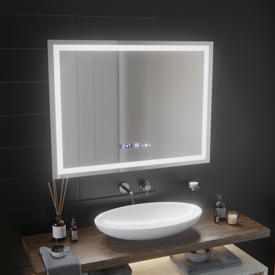 Правоъгълно LED огледало, 100x75 см, Verite MotionGlow Marcello, система за обезпотяване, часовник и термометър, димируеми огледала Marcello Заглавие по подразбиране Alessandro Design