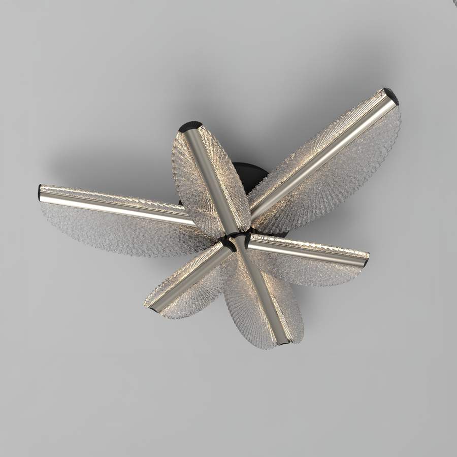 LED полилей с дистанционно управление TULLIO 68W, 6 венчелистчета, студена/топла/неутрална светлина, димируем, черен