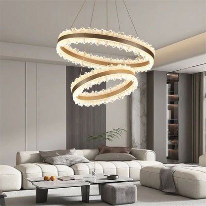 LED полилей, окачен с дистанционно управление Fosco Duo 126W, студена/гореща/неутрална светлина, нестабилна, регулируема височина, злато