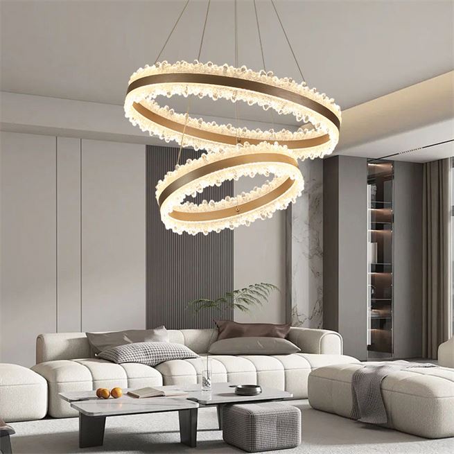 LED полилей, окачен с дистанционно управление Fosco Duo 126W, студена/гореща/неутрална светлина, нестабилна, регулируема височина, злато