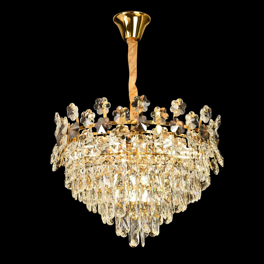 Cymandier Crystal Windsor Elegance 6x E14, диаметър 49 cm, лъскаво злато, регулируема височина