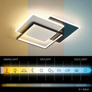 LED полилей с дистанционно CHIARA 98W, 3 квадрата, Студена/Топла/Неутрална светлина, Димируем, Черен