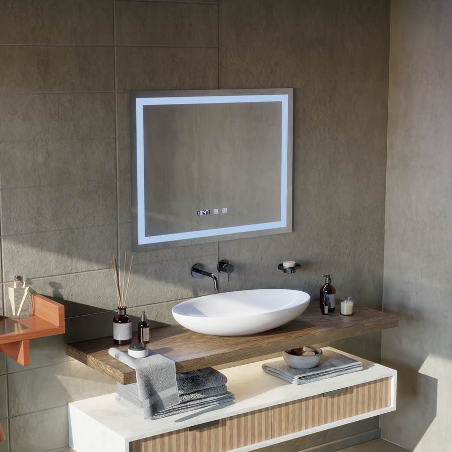 LED Touch Werner огледално огледало Система, часовник и температура 80x60 cm