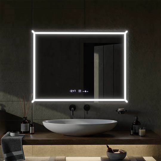Правоъгълно LED огледало, 80x60 см, VillayTouch Marcello, система против запотяване, димиране