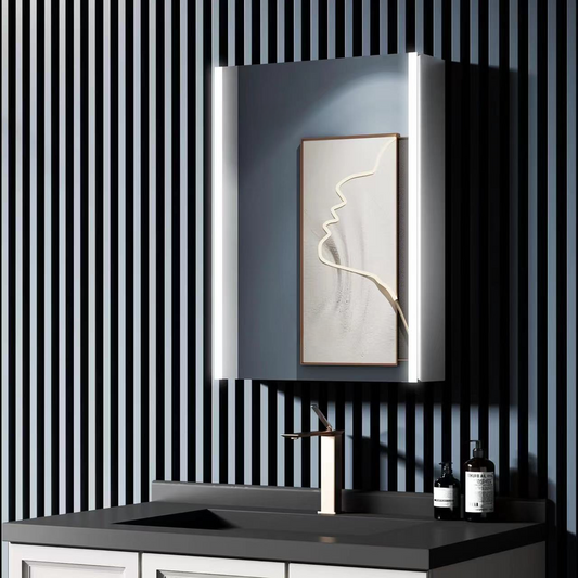 LED огледало с шкаф LAVIN 51x71 см бяло - вертикална лента и компактен дизайн