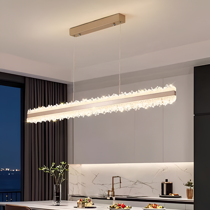 Окачен LED полилей с дистанционно управление NIVALIS 56W, Дължина 120см, Студена/Топла/Неутрална светлина, Димиране, Регулиране на височината, Златист