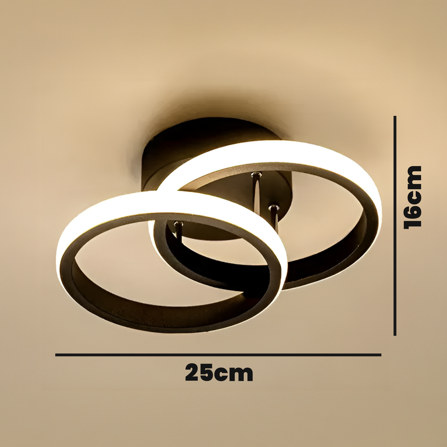 LED полилей VERTEX CIRCULA 22W, 2 кръга, метални рамки, студена/топла/неутрална светлина, черен