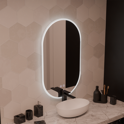 50x80cm овално LED огледало, Lexort Touch, система за размразяване, размито
