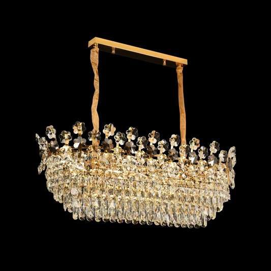 Cymandier Crystal Windsor Elegance 6x E14, диаметър 49 cm, лъскаво злато, регулируема височина
