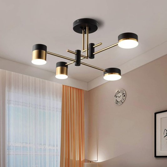 Lustra LED Palius 48W Negru, 4 Brate