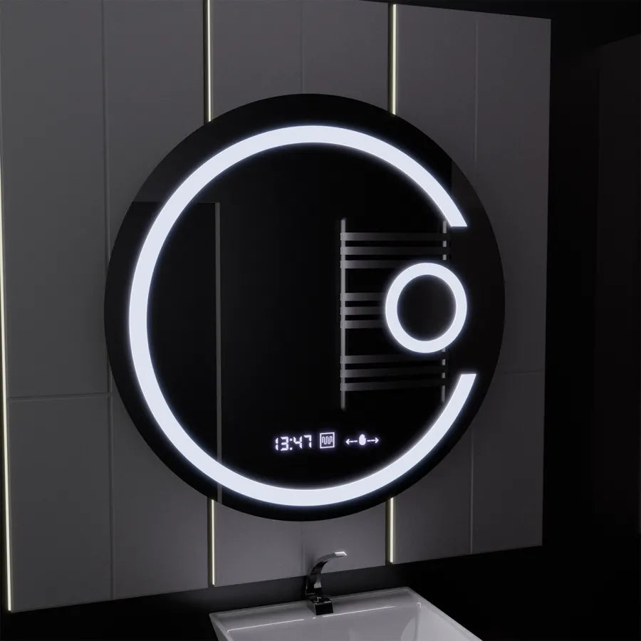 Огледален светодиод кръг 70см Visio Motionglow Marcello Dislantic Clock System & Cosmetic Thermometer