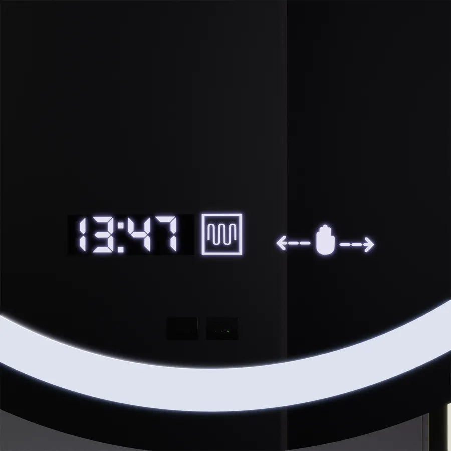 Огледален светодиод кръг 70см Visio Motionglow Marcello Dislantic Clock System & Cosmetic Thermometer