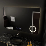 Правоъгълно светодиодно огледало, 100x60см, Celeste Motionglow Marcello, система за размразяване, часовник и термометър, козметична лупа, подрастваща