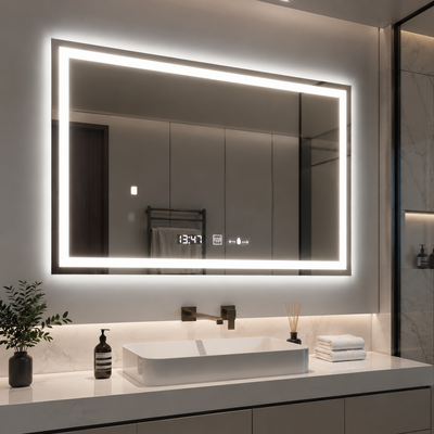 Огледално светодиодно правоъгълно 120x80cm Vérité Motionglow Marcello, система за деактивиране, часовник и термометър, недобросъвестно